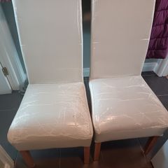 Worn faux leather chairs