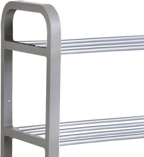 NEW SALE | 5 Tier Shoe Slots Rack - Space Saving Shoe Storage Organiser with Quick, Tool-Free Assembly - Shoe Slots Holds 15-20 Pairs - Dimensions (L) 75.5cm x (W) 18.5cm x (H) 75.5cm - Silver