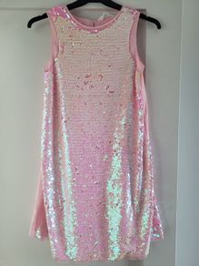 H&M Shimmering Pink Sequin Dress, size: 9-10 yrs