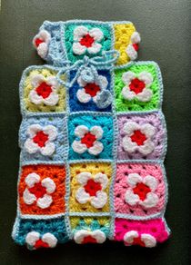 Granny squares crochet hot water bottle cover