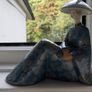 Pair of decorative ceramic figures in blue glaze Image 2