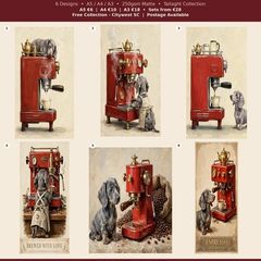 Dachshund Coffee Prints A5 A4 A3 - 6 Designs - Citywest SC - 250gsm Matte - Sausage Dog