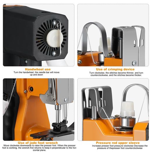 BRAND NEW Portable Automatic Electric stitching Bag sealing machine 150KW Power copper core motors,for woven bag sack,flour,rice,plastic