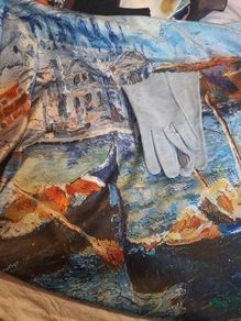 scarf and gloves perfect set Italy silk 100% real suede