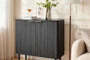 Coffee Bar Cabinet, Mid Century Fluted Coffee Bar Table with 2-Tier Storage, Buffet Stand Cabinet with Barn Door