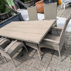 wicker garden set  .bit of damage on top of the chairs but still very useful