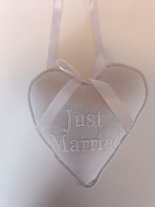 Just Married Fabric Heart