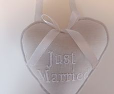 Just Married Fabric Heart