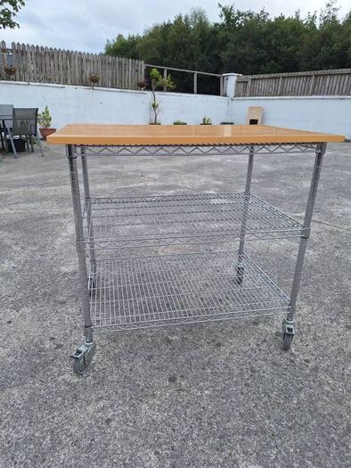 Large stainless steel kitchen trolley