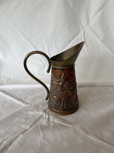 Copper and brass ornamental jug
