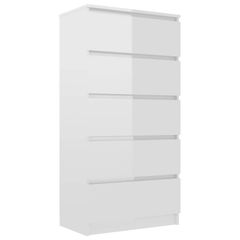 Drawer Sideboard High Gloss White 60x35x121 cm Chipboard