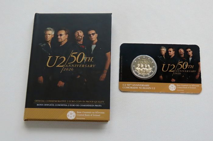 U2 Proof + BU Coincard 50th Anniversary 2026 2 euro coins