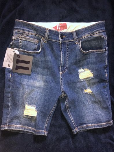 Shorts jeans 11 degrees skinny fit denim blue size W 34 brand new