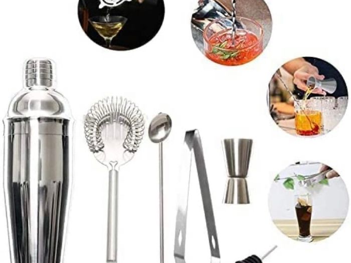 Cocktail Making Set, Cocktail Shakers 6 Pieces Set 750ml Capacity with Bar Accessories and Recipes Made of Food Grade Stainless Steel 304 Great for Home and Bar Use or As a Gift (FREE POSTAGE)