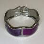 Hinged Enamel Bangle: Lilac Purple Metal Framed Bracelet Image 2