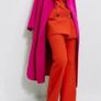 Uterque bright pink alpaca wool coat with belt XS Image 2