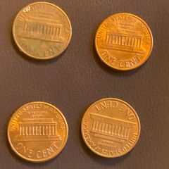 Old American US 1 cent coins 1979 1989 1990