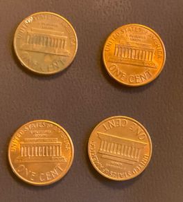 Old American US 1 cent coins 1979 1989 1990