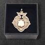 Antique 925 Sterling Silver Heraldic Fob Pendant, Rose Gold Detail Shield, Chester 1920 Image 2