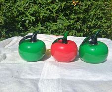 3 x Vintage Murano Style Glass Apples