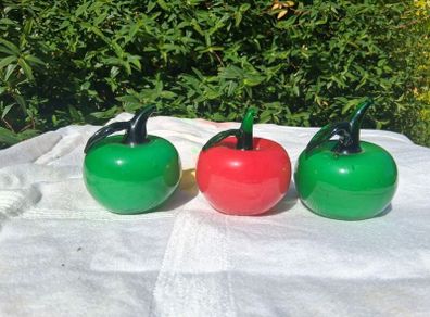 3 x Vintage Murano Style Glass Apples