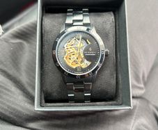 Dante II | Black Skeleton Watch with Gold-tone Movement
