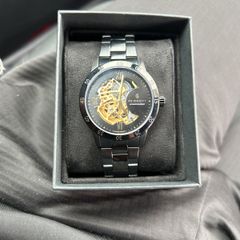 Dante II | Black Skeleton Watch with Gold-tone Movement