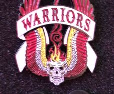 The warriors, pin back badge.