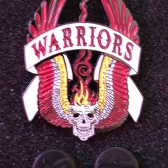 The warriors, pin back badge.