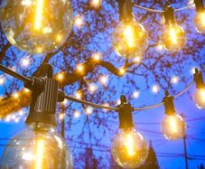 LED String Lights Mains Powered 7.6M/25 FT G40 Globe Garden Patio String Festoon Lights with 12+1 Shatterproof Waterproof LED Plastic Bulbs for Garden Patio Pergola Bar Yard Wedding Party
