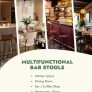 Height Bar Stools Set of 2, 24 Inch Seat Height Barstools for Dining Room, Fabric Upholstered Bar Chair for Kitchen Island, Linen Counter Stools with Metal Legs, Beige Image 3