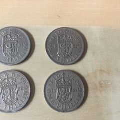 British one shilling coins from 1950s and 60s, 2 euro each