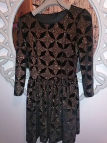 Black velvet gold glitter dress