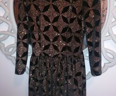 Black velvet gold glitter dress
