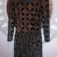 Black velvet gold glitter dress