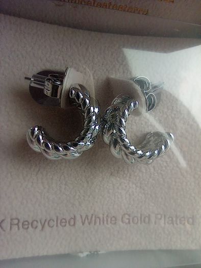 18K Recycled White Gold-Plated Riviera Radiance Braided Texture Women's Hoop Earrings Celeste Starre
