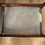 Mid Century Style Wooden Footstool / Ottoman with retro atomic-inspired upholstered seat. Image 5