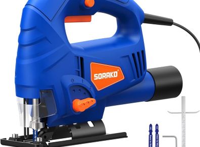 SALE | Jigsaw, 600W Electric Jigsaw Tool, 800 3000SPM Cutting in Wood 60mm, 6 Variable Speeds, 4 Orbital Sets, Bevel Cutting 45 , Corded Jig Saw for Wood and Metal Cutting