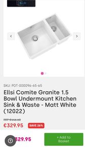Kitchen sink 1.5 Bowl White