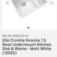 Kitchen sink 1.5 Bowl White