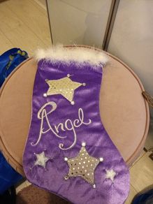 Purple christmas stocking