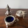 Vintage 3-Piece Cruet Set with Cobalt Blue Glass Image 3