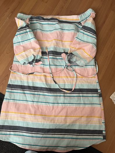 Brand new oasis linen striped off the shoulder mini dress