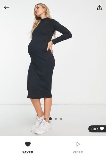 River Island new ribbed maternity dress in black UK12