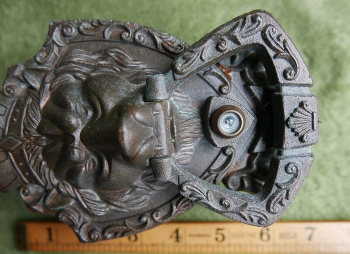 Vintage Door Knocker, Bronze Lion Head