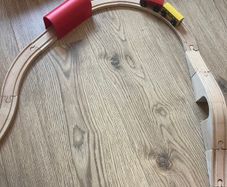 Wooden train track with small magnetic train