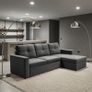 Grey velvet Corner Sofa Bed with Storage Image 2