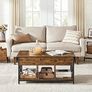 Living Room Table with Lift Top, Coffee Table, Hidden Compartment and Open Compartments, Steel Frame, 50 x 100 x (46.5-62) cm, Vintage Brown and Black Image 2