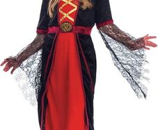 Royal Vampire Costume for Girls Deluxe Set Halloween Gothic Victorian Vampiress Queen Dress Up Party
