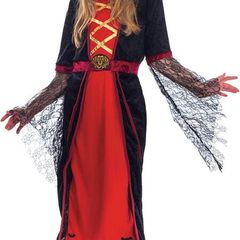 Royal Vampire Costume for Girls Deluxe Set Halloween Gothic Victorian Vampiress Queen Dress Up Party